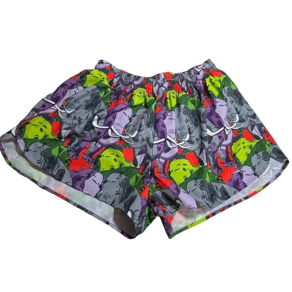 BOA Mens Elephant Print Running Shorts Multicolor Graphic Athletic Large USA